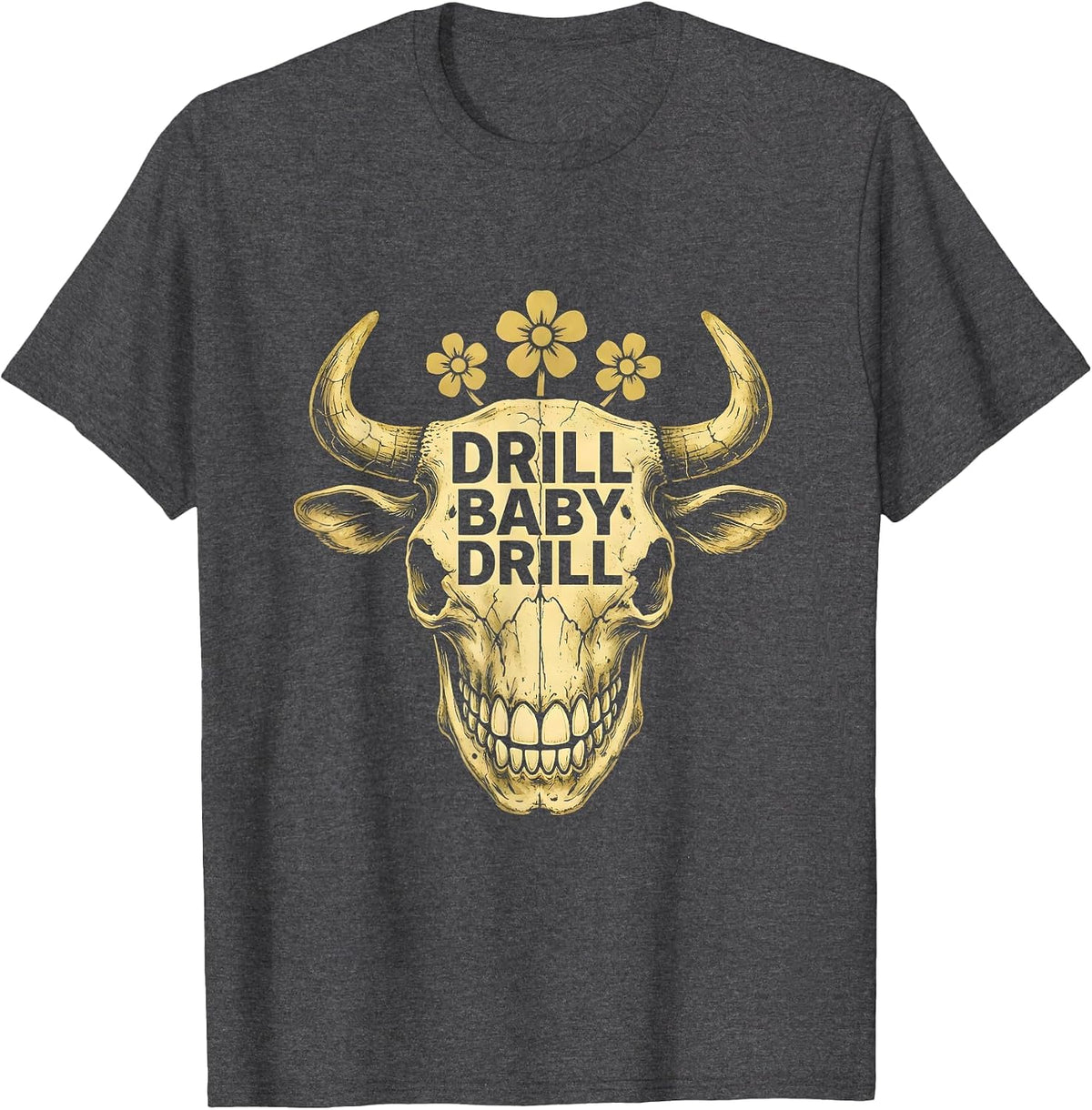 Men's Drill Baby Drill Dental Halloween Design T-Shirt - Dark Heather Grey