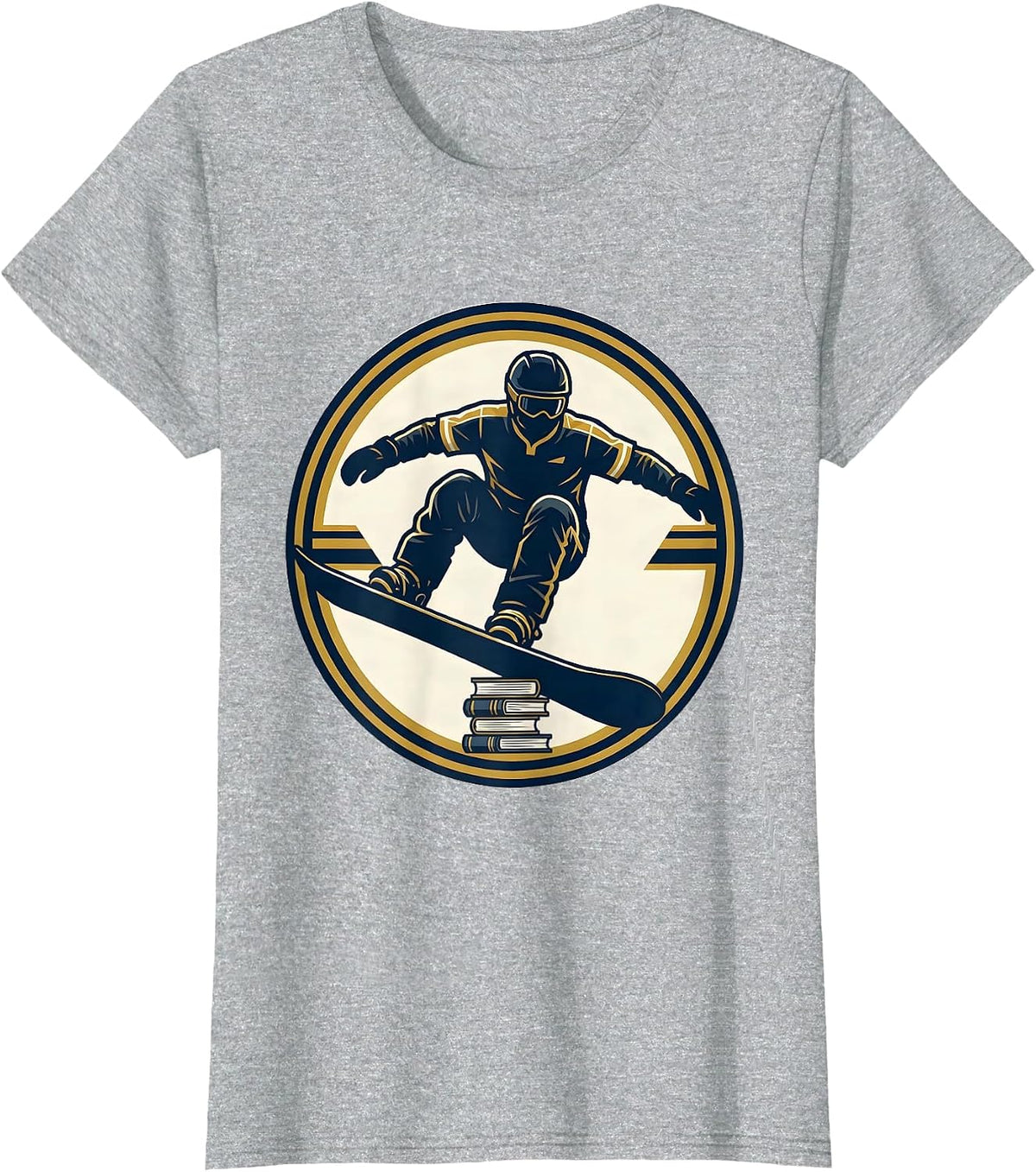 Women's Snowboarder Varsity Crest Ski And Snowboard Winter Sports T-Shirt - Heather Grey