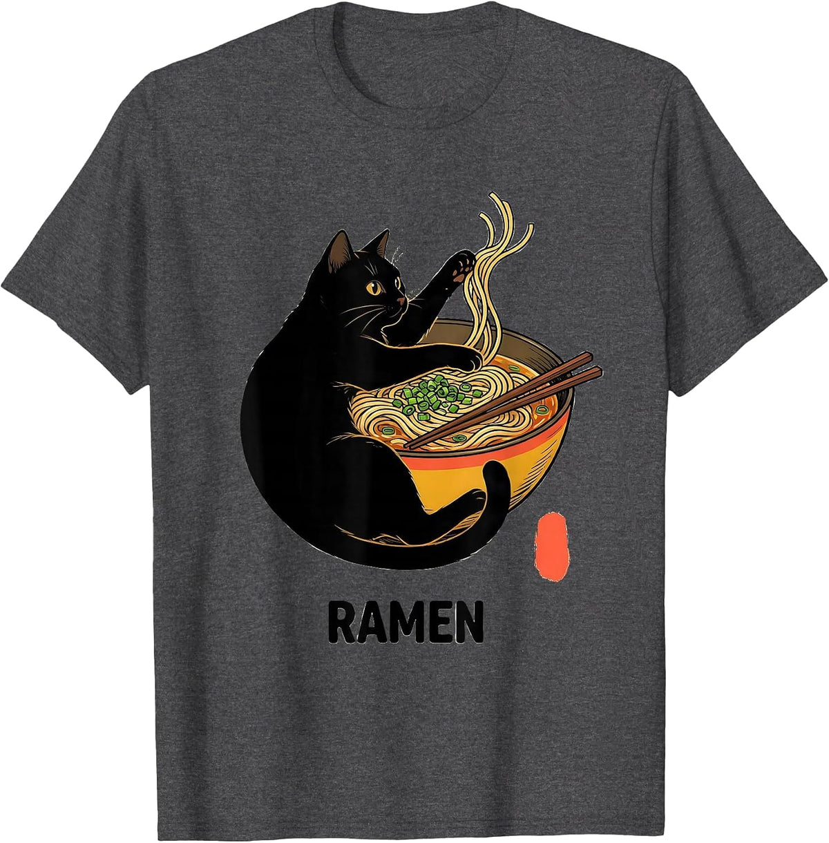 Men's RAMEN Bold Kawaii Anime Cat Ramen Lover Gift T-Shirt - Dark Heather Grey