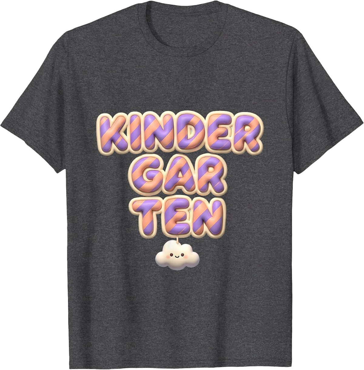 Kindergarten Cute Kawaii Preppy Grade Level Teacher Back T-Shirt - Dark Heather Grey