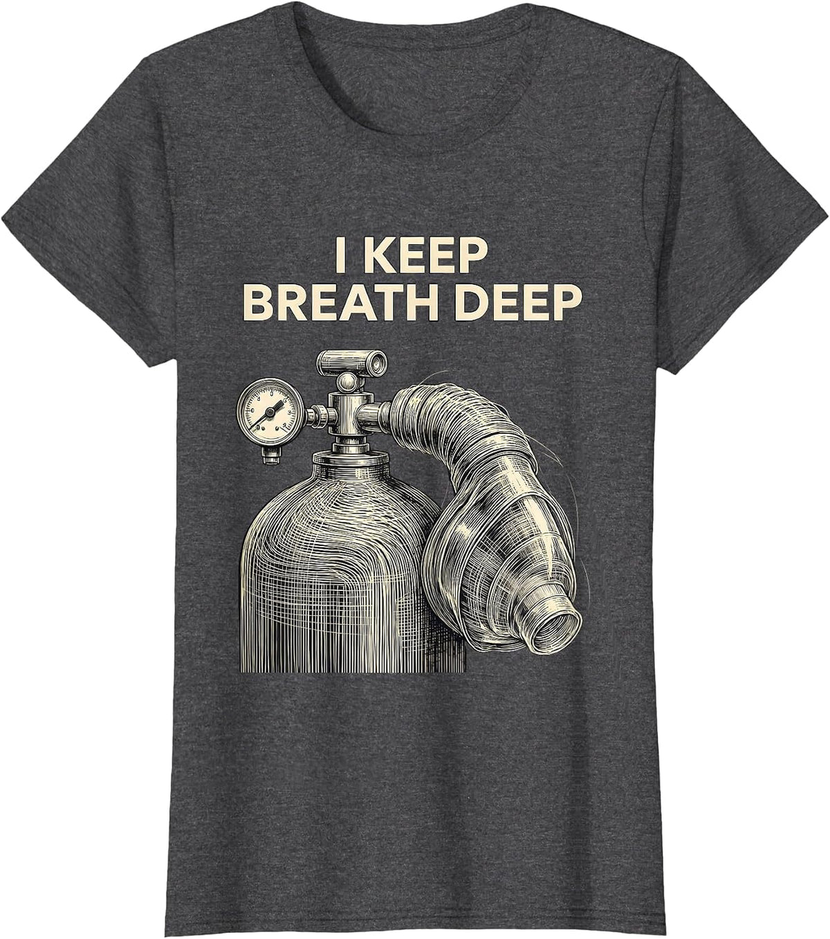 Women's I Keep Breath Deep Generative Plotter Respiratory Therapist T-Shirt - Dark Heather Grey