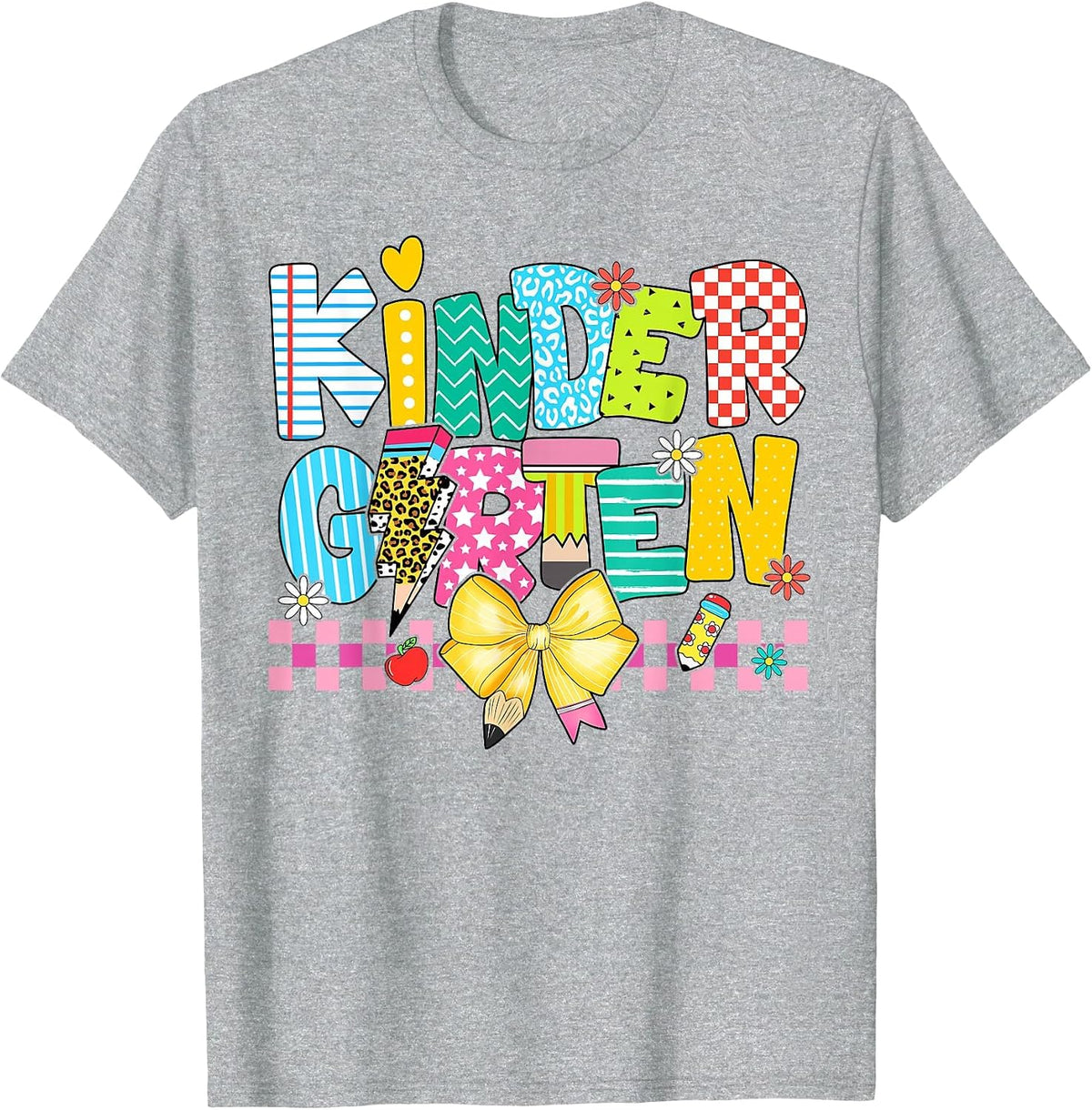 Groovy Kindergarten for Girls Boys Teacher Pre-K Preschool T-Shirt - Heather Grey