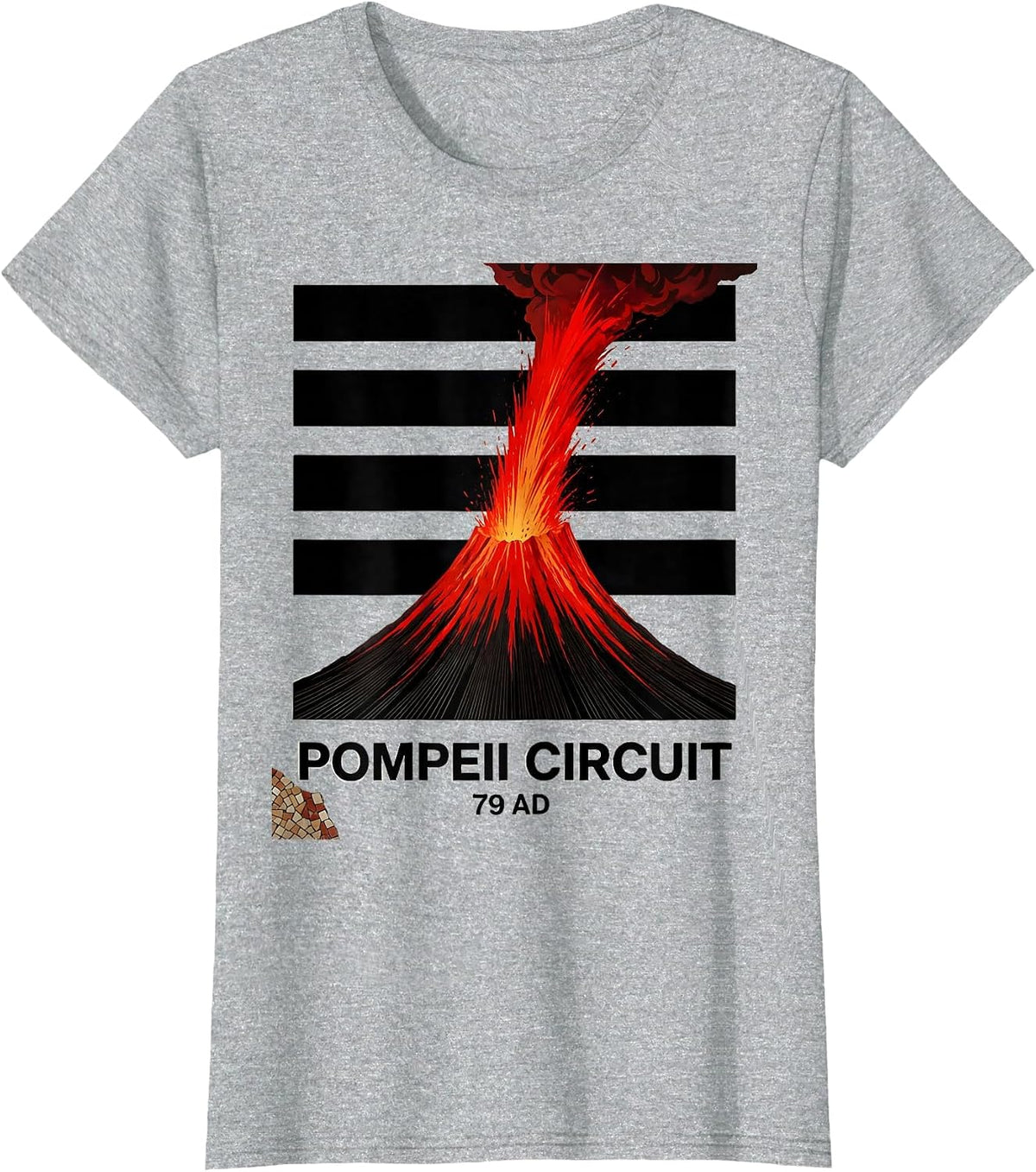 Pompeii Circuit 79 AD Constructivist Historical Volcano T-Shirt - Heather Grey