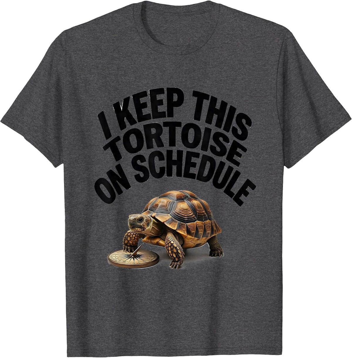 Men's I Keep This Tortoise On Schedule Funny Tortoise Lover Gift T-Shirt - Dark Heather Grey