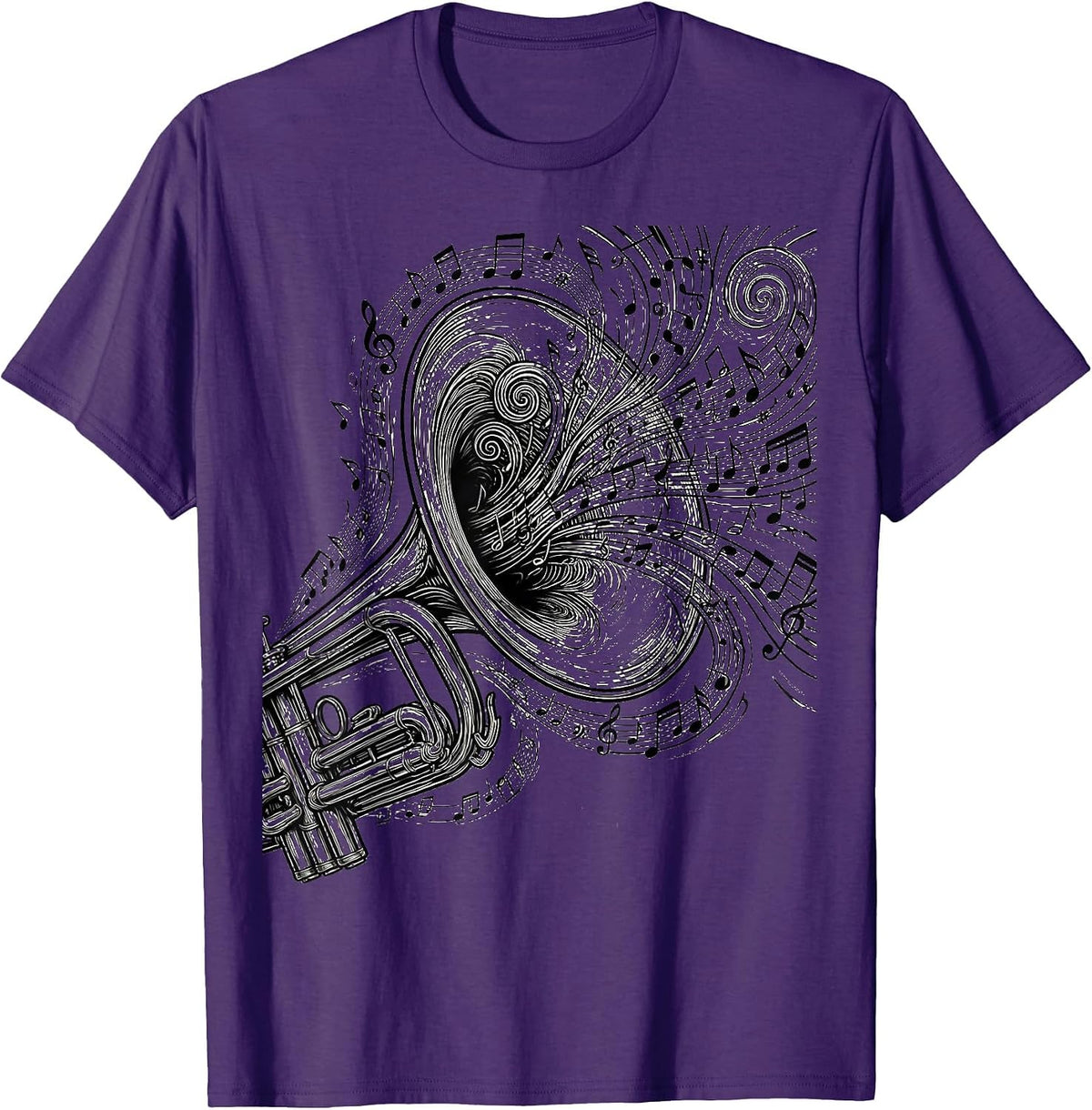Men's Trumpet Musical Notes Music Teacher Gift T-Shirt - Purple