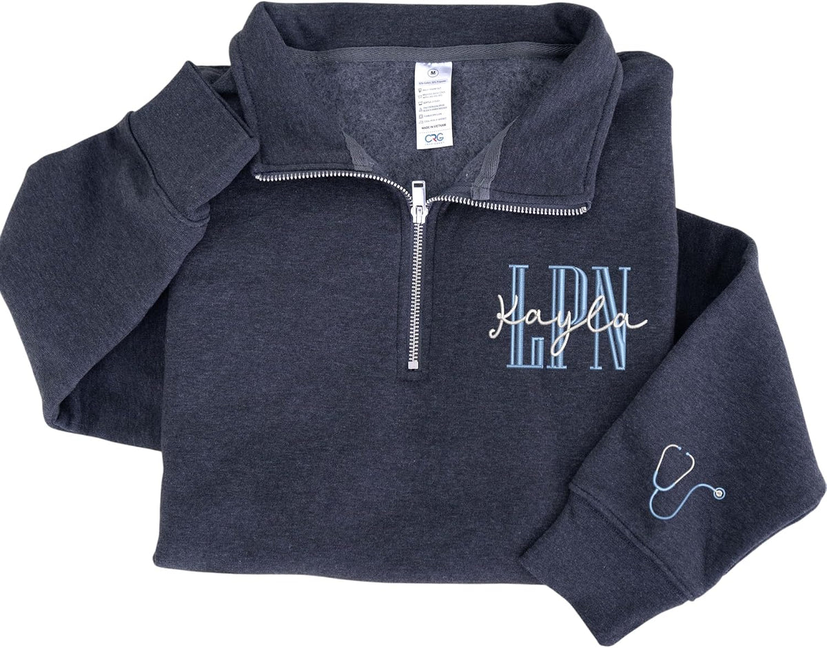 Chillever Personalized Embroidered Nurse Sweatshirt for Women, Custom Name & Specialties (ER, RN, NP, L&D), Nurse Gift - Lpn
