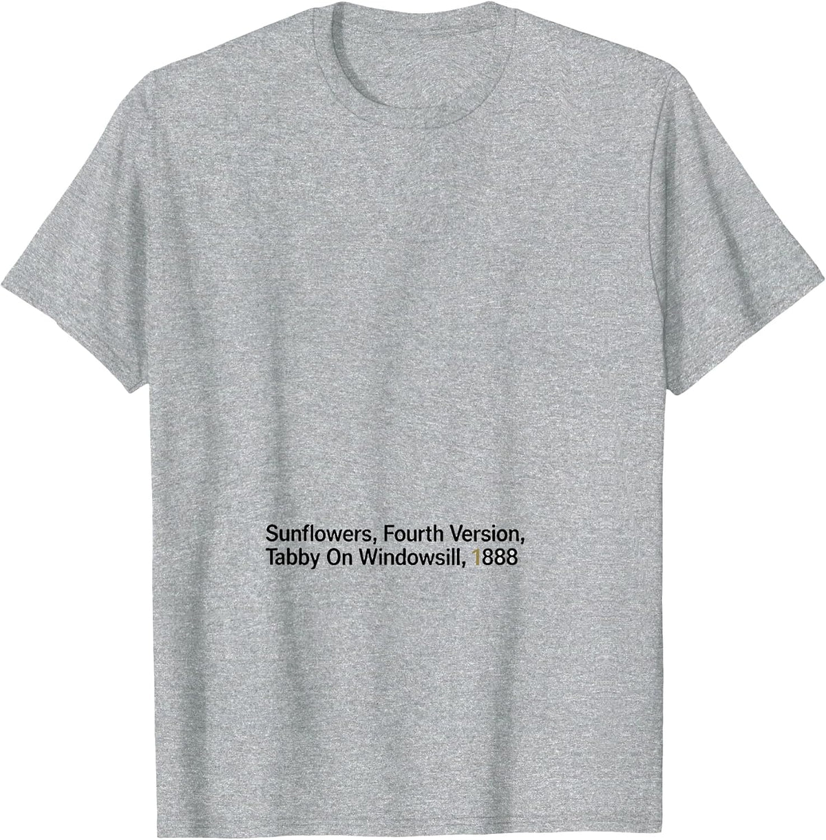 Men's Sunflowers, Fourth Version, Tabby On Windowsill, 1888 T-Shirt - Heather Grey