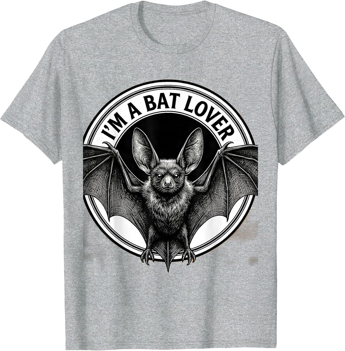 Men's I'm A Bat Lover Line Art Bat Enthusiast Wildlife T-Shirt - Heather Grey