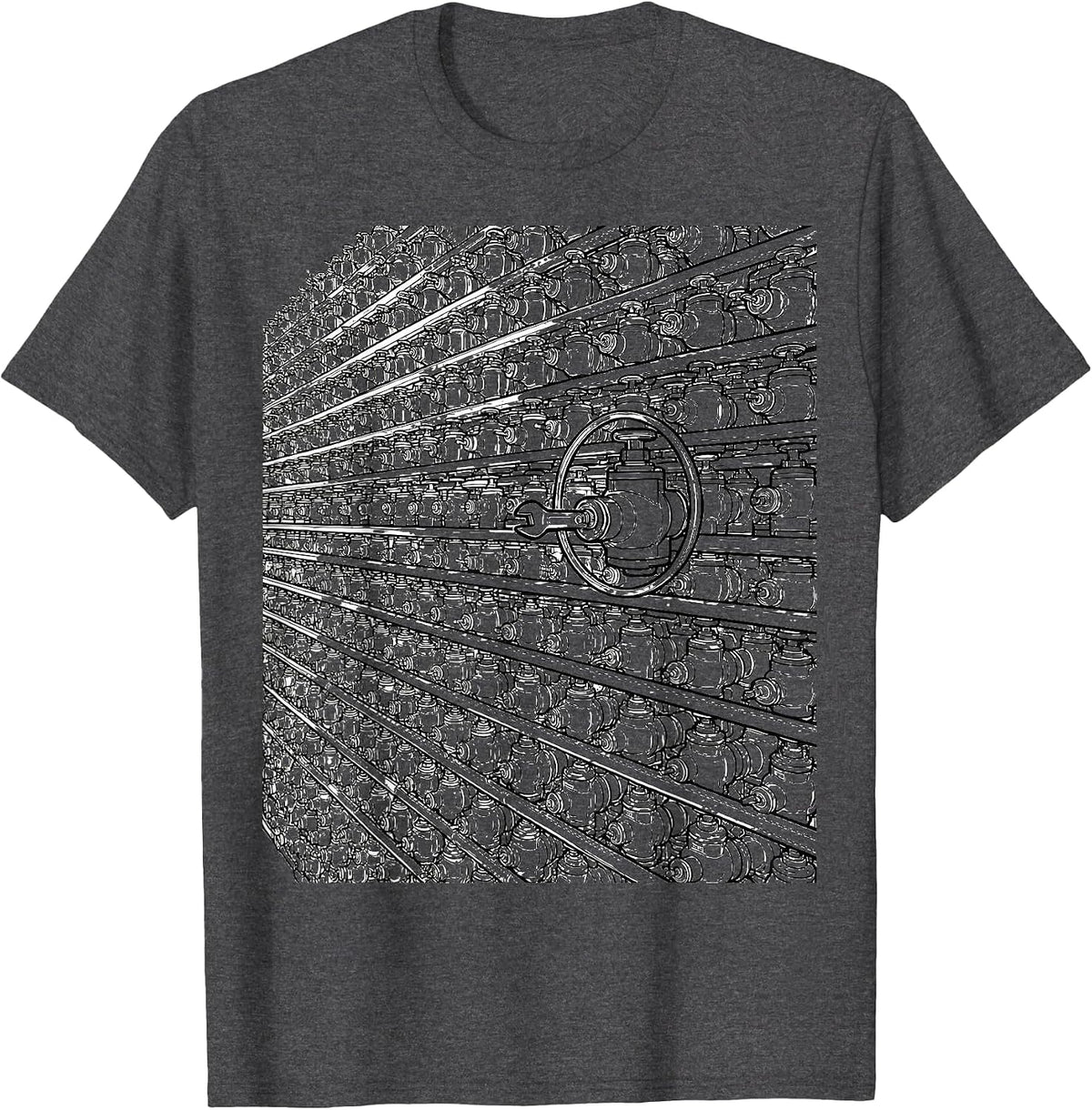 Plumber Valve Wrench Funny Pipefitter Work Humor T-Shirt - Dark Heather Grey