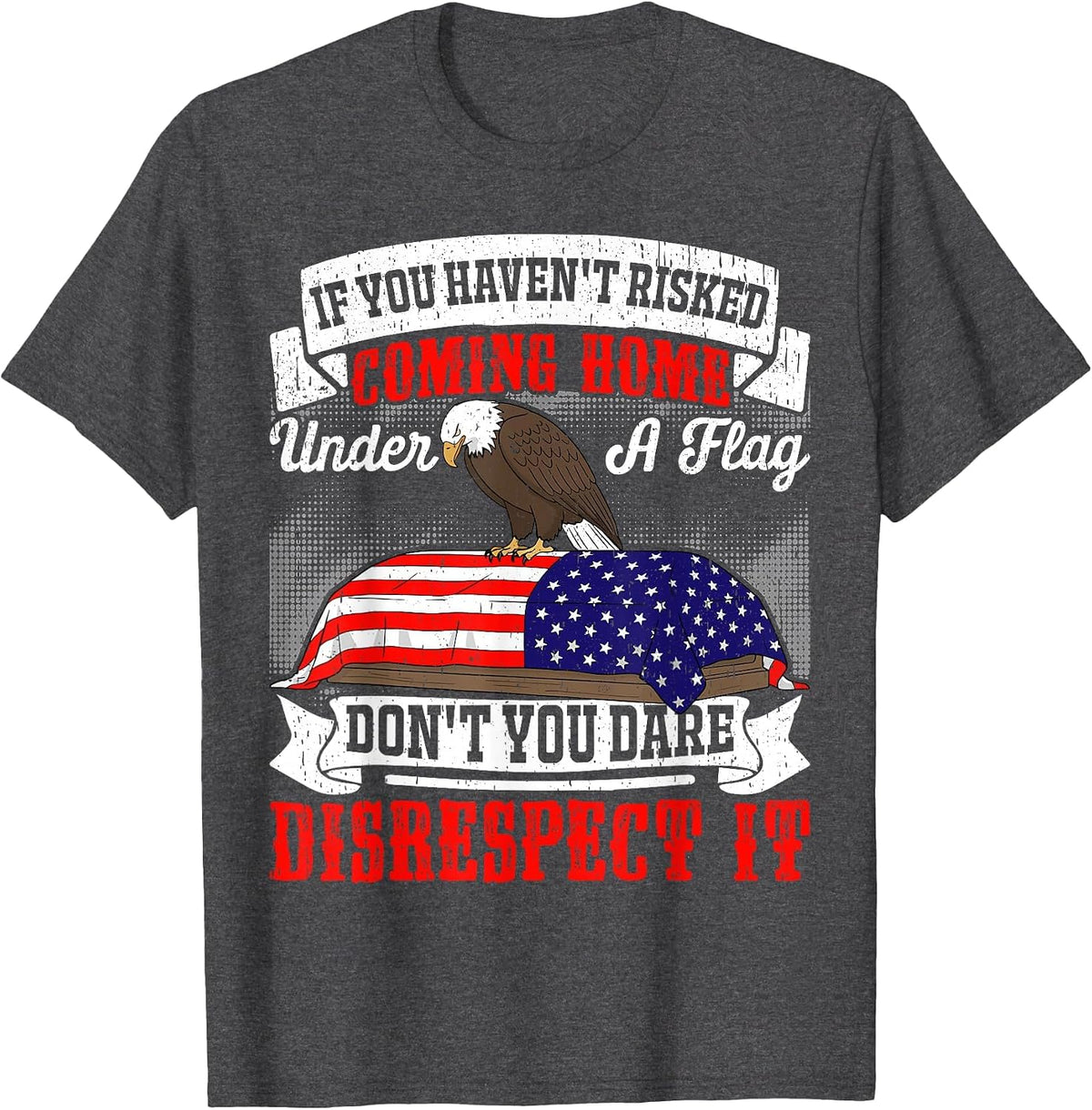 American Flag Pride Patriotic Veterans Soldiers USA 4th July T-Shirt - Dark Heather Grey