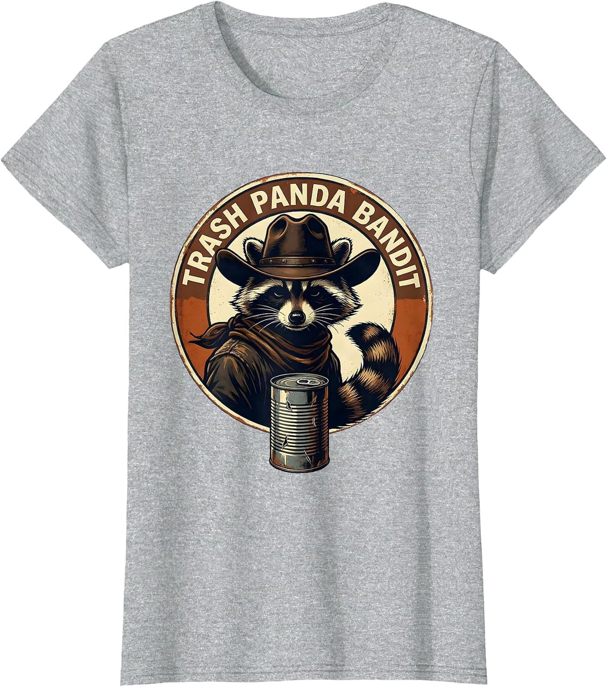 Women's Trash Panda Bandit Vintage Raccoon Western Cowboy Humor T-Shirt - Heather Grey