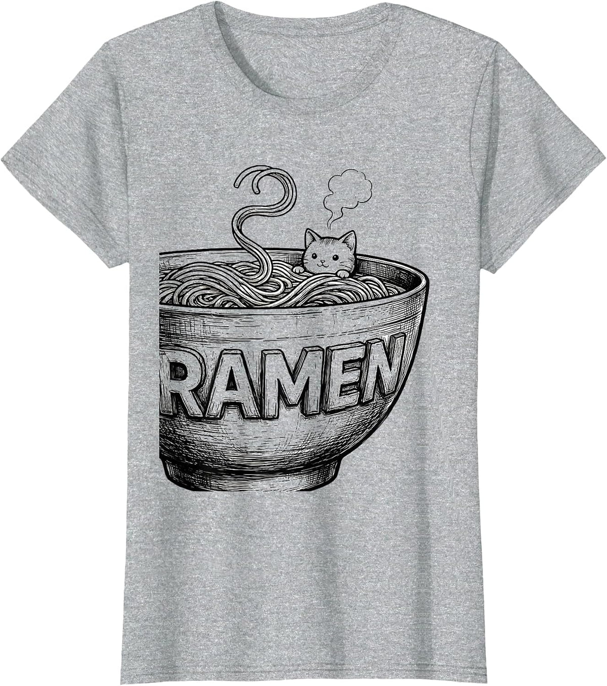 RAMEN Cute Kawaii Cat Anime Ramen Lover Gift T-Shirt - Heather Grey