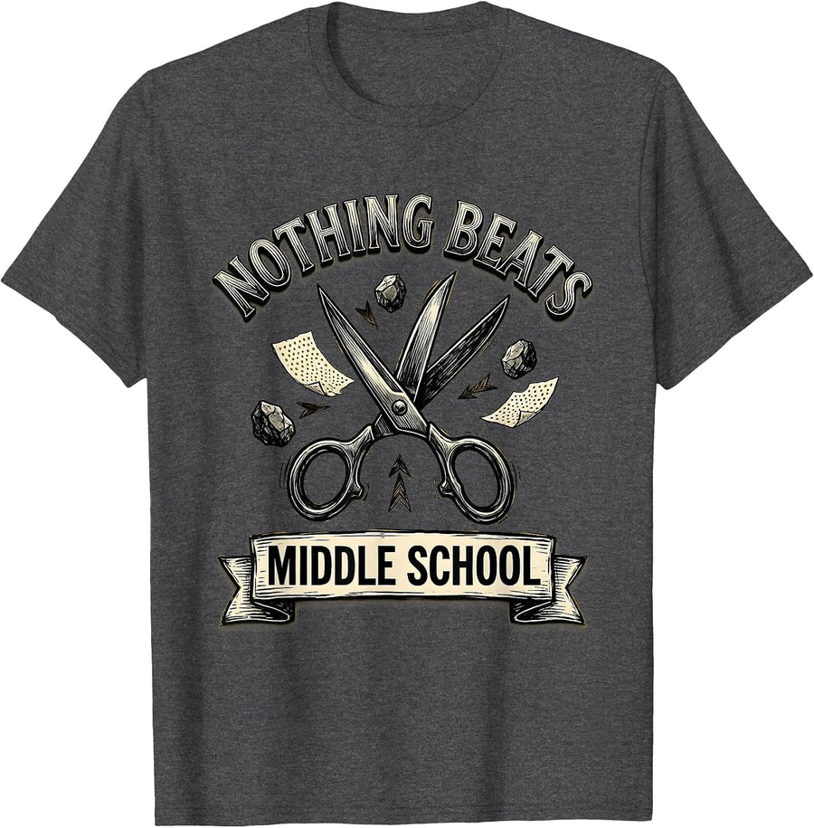 Men's Nothing Beats Middle School Funny Back To School Kids T-Shirt - Dark Heather Grey