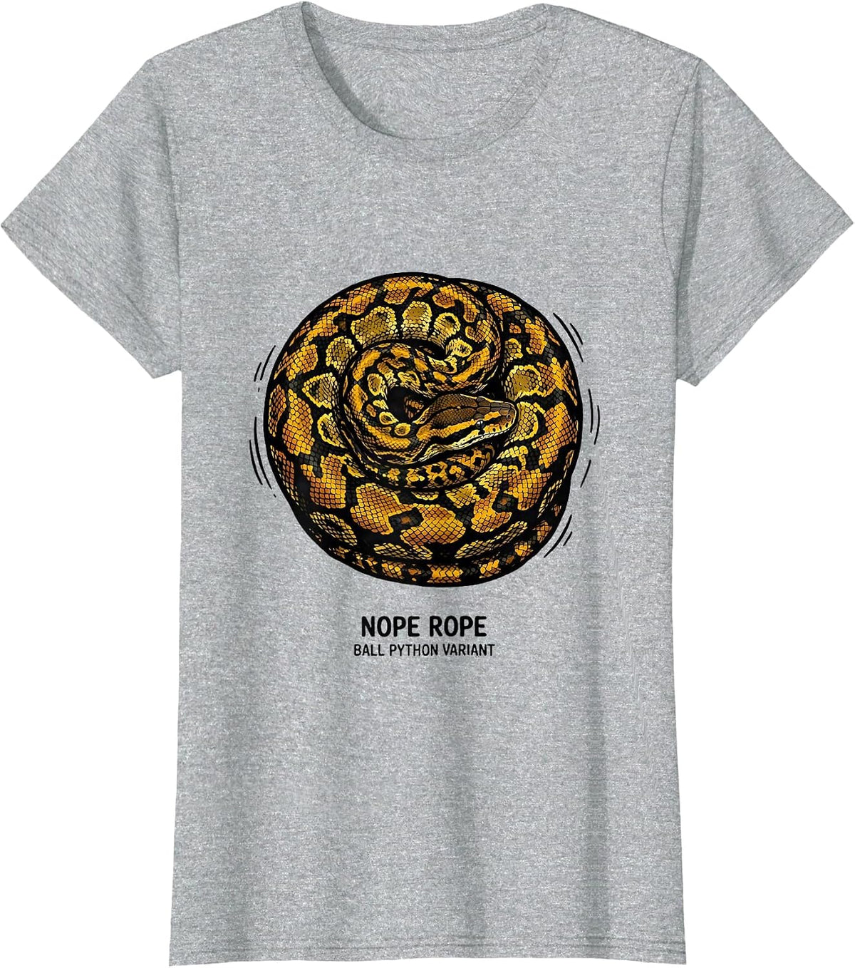 Nope Rope Ball Python Variant Funny Snake Lover Humor T-Shirt - Heather Grey