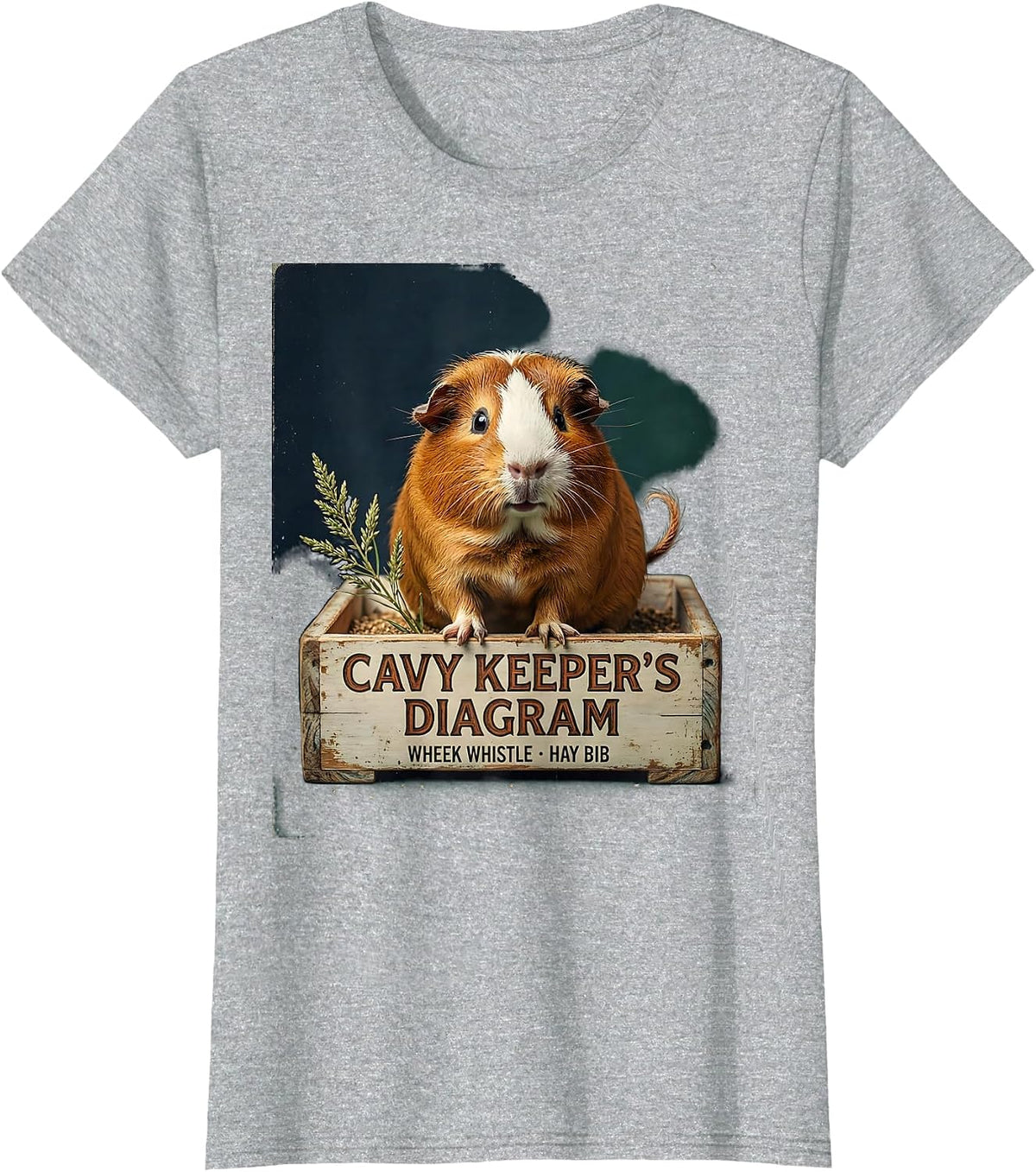 Women's Cavy Keeper's Diagram: Wheek Whistle, Hay Bib Vintage T-Shirt - Heather Grey