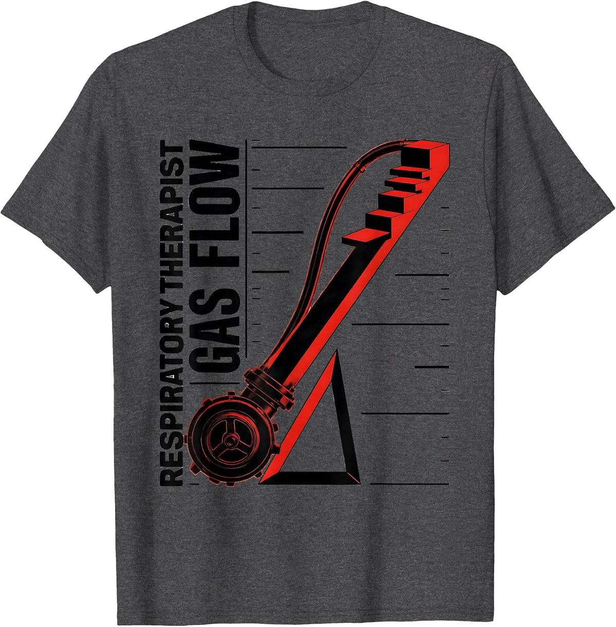 Respiratory Therapist Gas Flow Constructivist Poster Design T-Shirt - Dark Heather Grey