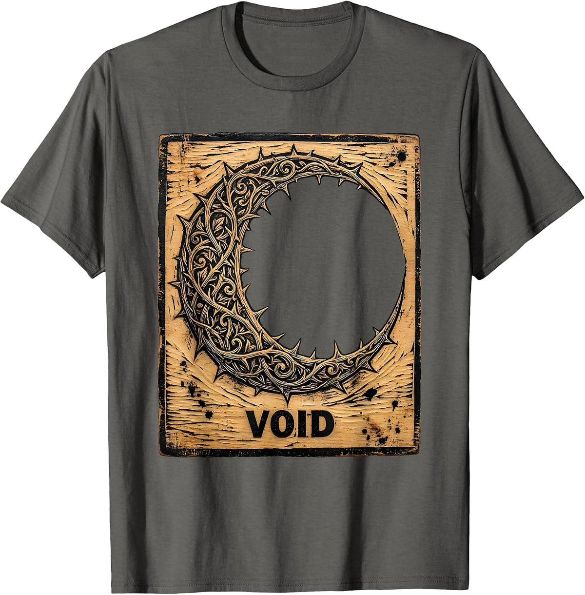 Void Distressed Y2K Grunge Alt Gothic Vintage Graphic T-Shirt - Asphalt Grey