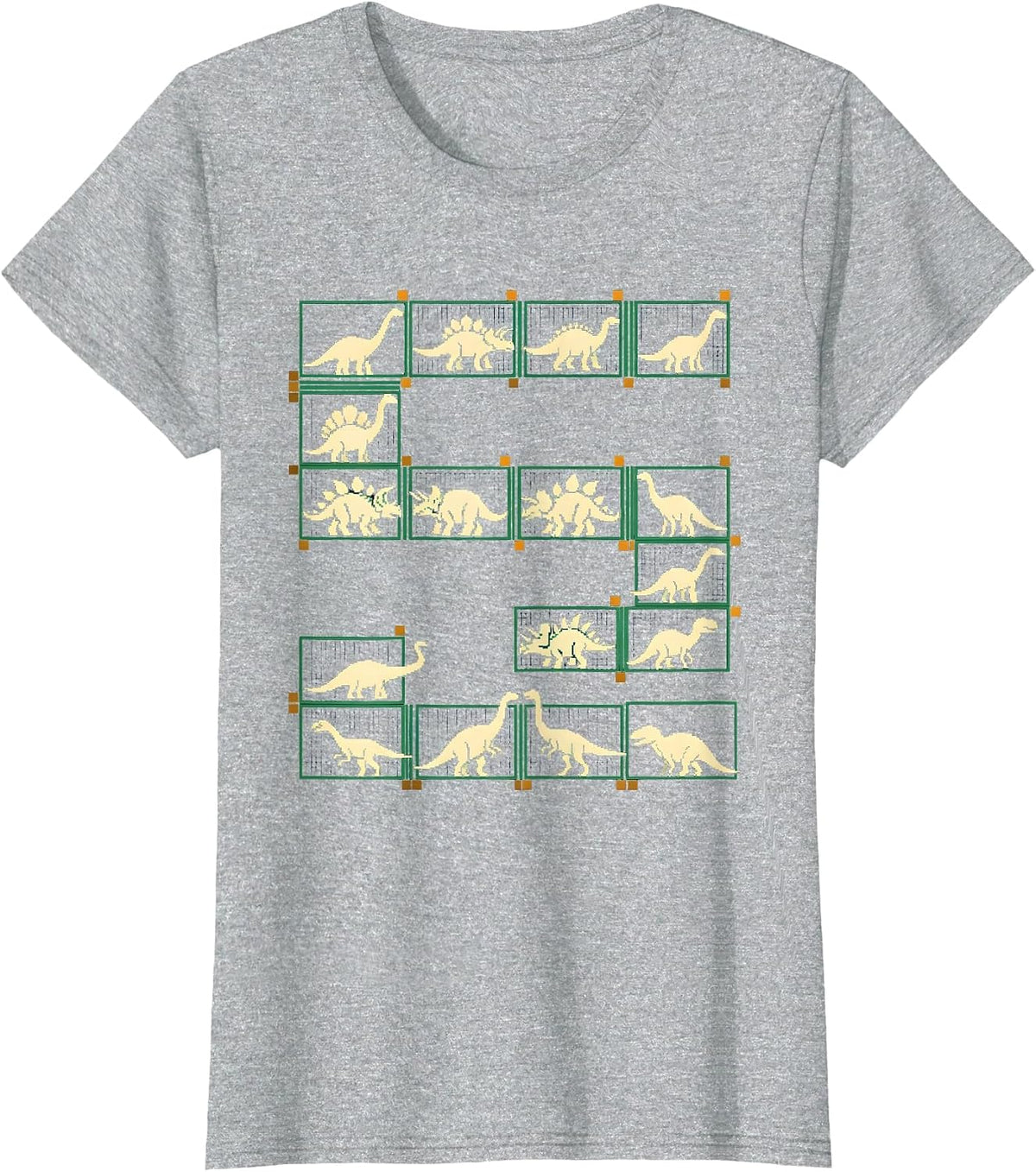 Women's Dinosaur Alphabet Pixel Art Kids Learning Gift T-Shirt - Heather Grey