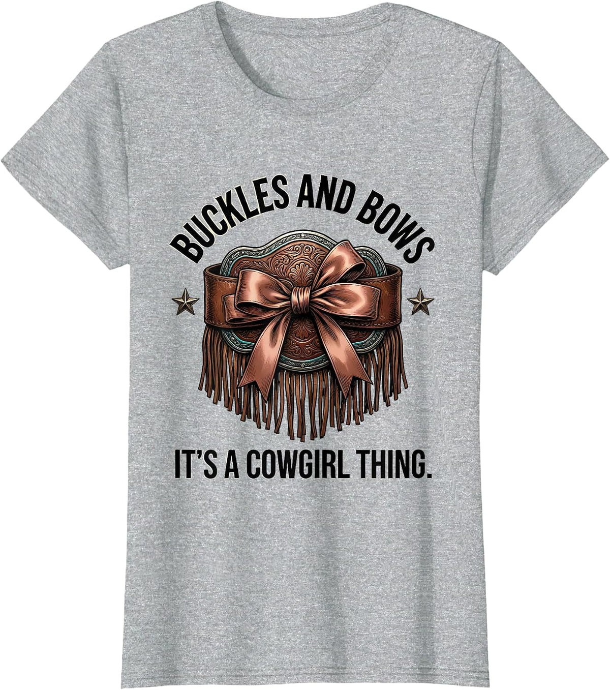 Women's Buckles and Bows It's a Cowgirl Thing Playful Western Pride T-Shirt - Heather Grey