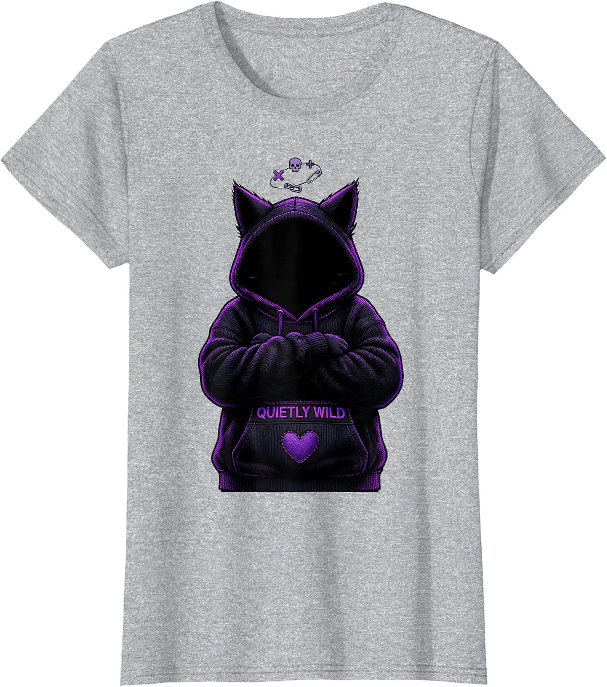 Quietly Wild Emo Goth Cat Girl Alt Aesthetic Alternative T-Shirt - Heather Grey