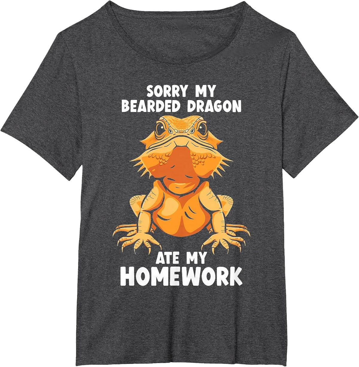 Sorry My Bearded Dragon Ate My Homework Funny Reptile Lover T-Shirt - Dark Heather Grey