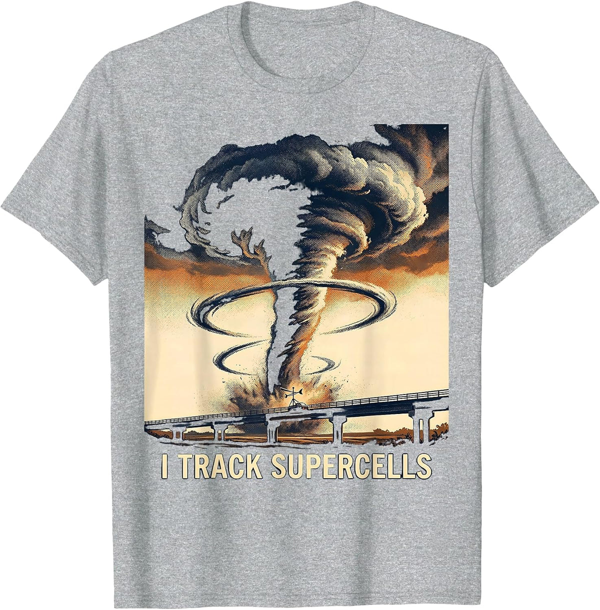 Men's I Track Supercells Vintage Storm Chaser Meteorology T-Shirt - Heather Grey