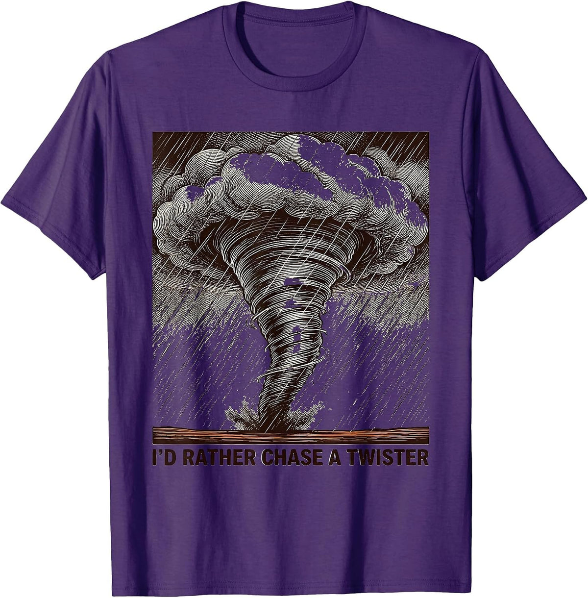 I'd Rather Chase A Twister Funny Storm Chaser Meteorology T-Shirt - Purple
