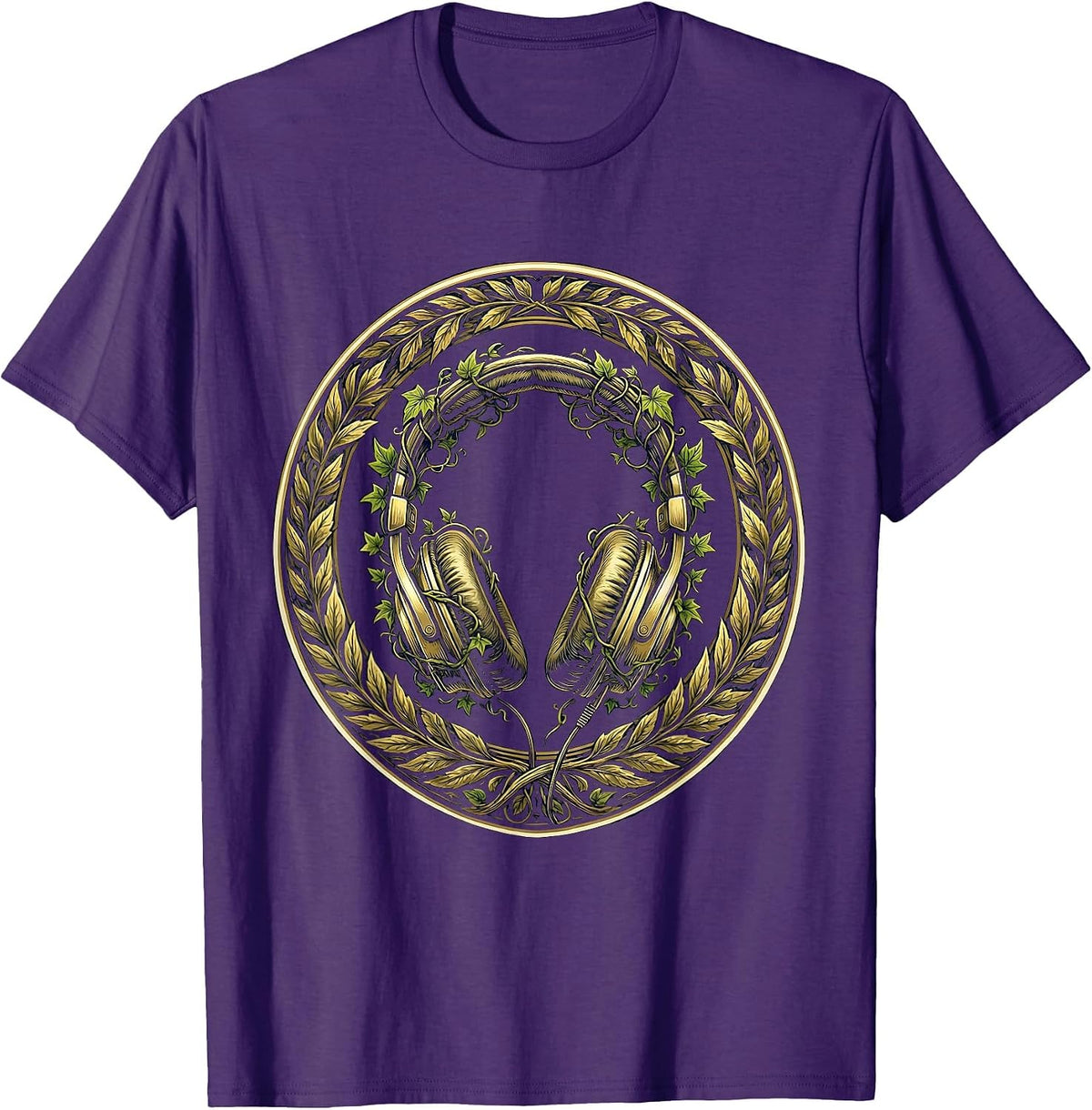 Music Teacher Headphones Wrapped in Ivy Vines T-Shirt - Purple