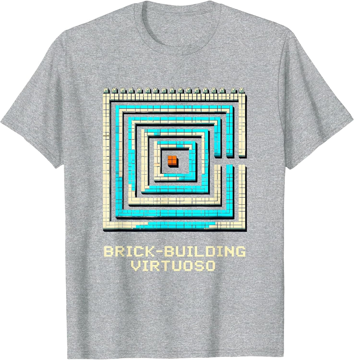 Men's Brick-Building Virtuoso Pixel Art Master Builder Brick Toy T-Shirt - Heather Grey