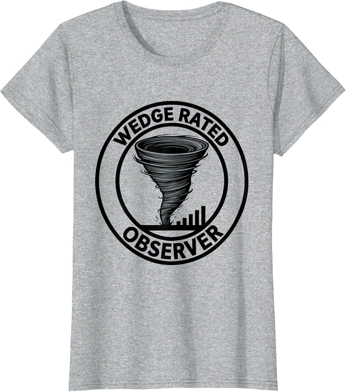 Women's Wedge Rated Observer Funny Storm Chaser Tornado Enthusiast T-Shirt - Heather Grey