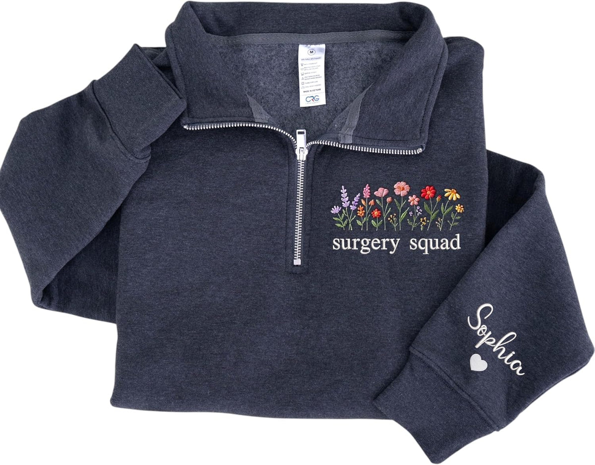 Personalized Embroidered Nurse Sweatshirt for Women, Custom Name & Specialties (ER, RN, NP, L&D), Nurse Gifts - Surgical