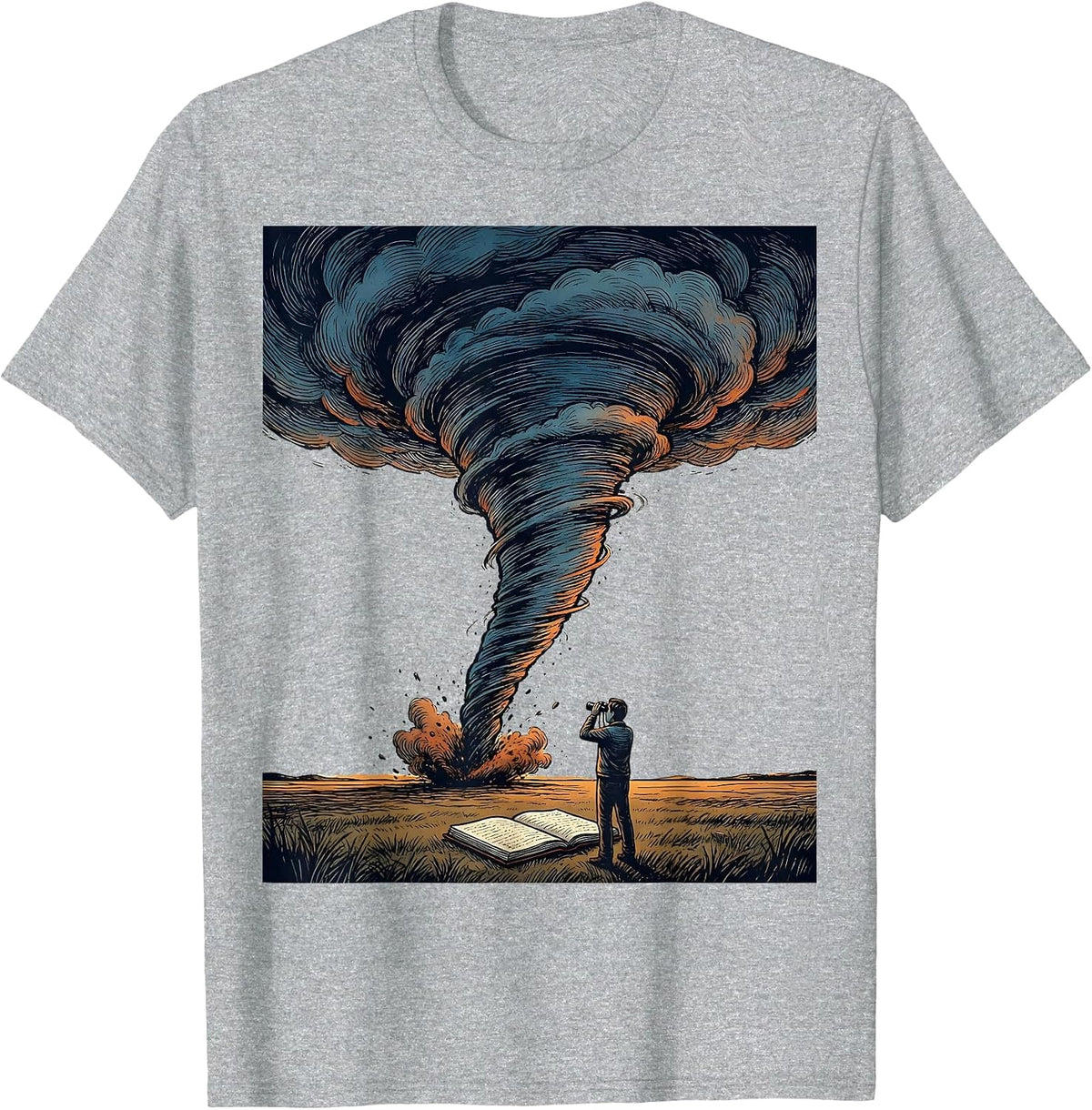 Men's Tornado Illustration Storm Chaser Meteorology Enthusiast T-Shirt - Heather Grey