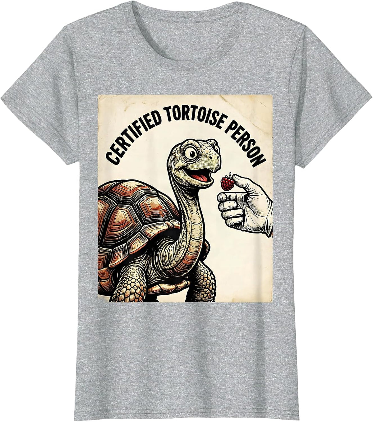 Women's Certified Tortoise Person Funny Tortoise Lover Retro Cartoon T-Shirt - Heather Grey
