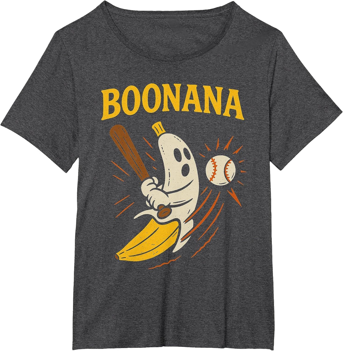 Boonana Baseball Funny Halloween Ghost Spooky Banana Costume T-Shirt - Dark Heather Grey