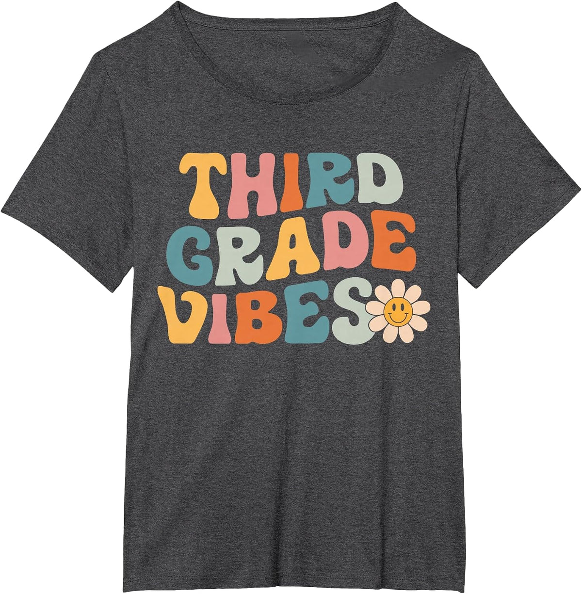 Third Grade Vibes - 3rd Grade Team Retro 1st Day of School T-Shirt - Dark Heather Grey