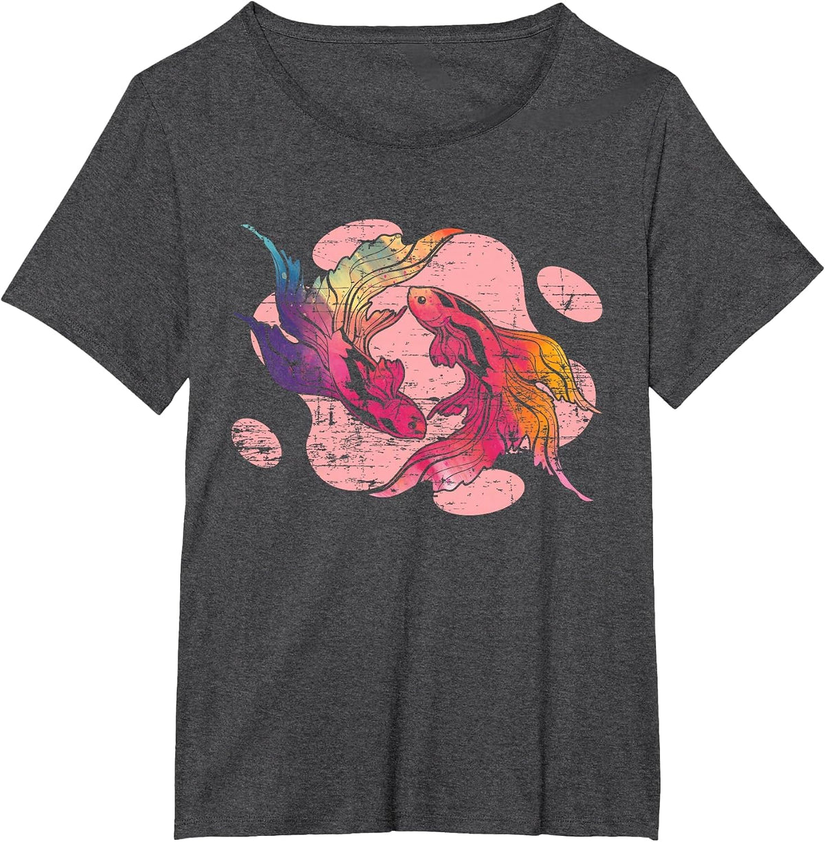 Aquarium Fish Tank Freshwater Betta Colorful Betta Fish T-Shirt - Dark Heather Grey