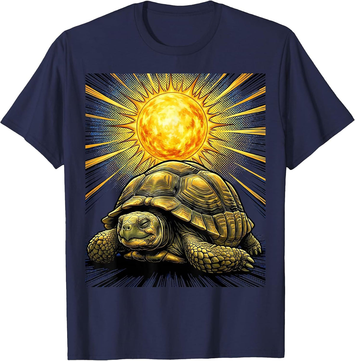 Tortoise Napping Under a Sunny Blue Sky T-Shirt - Navy Blue
