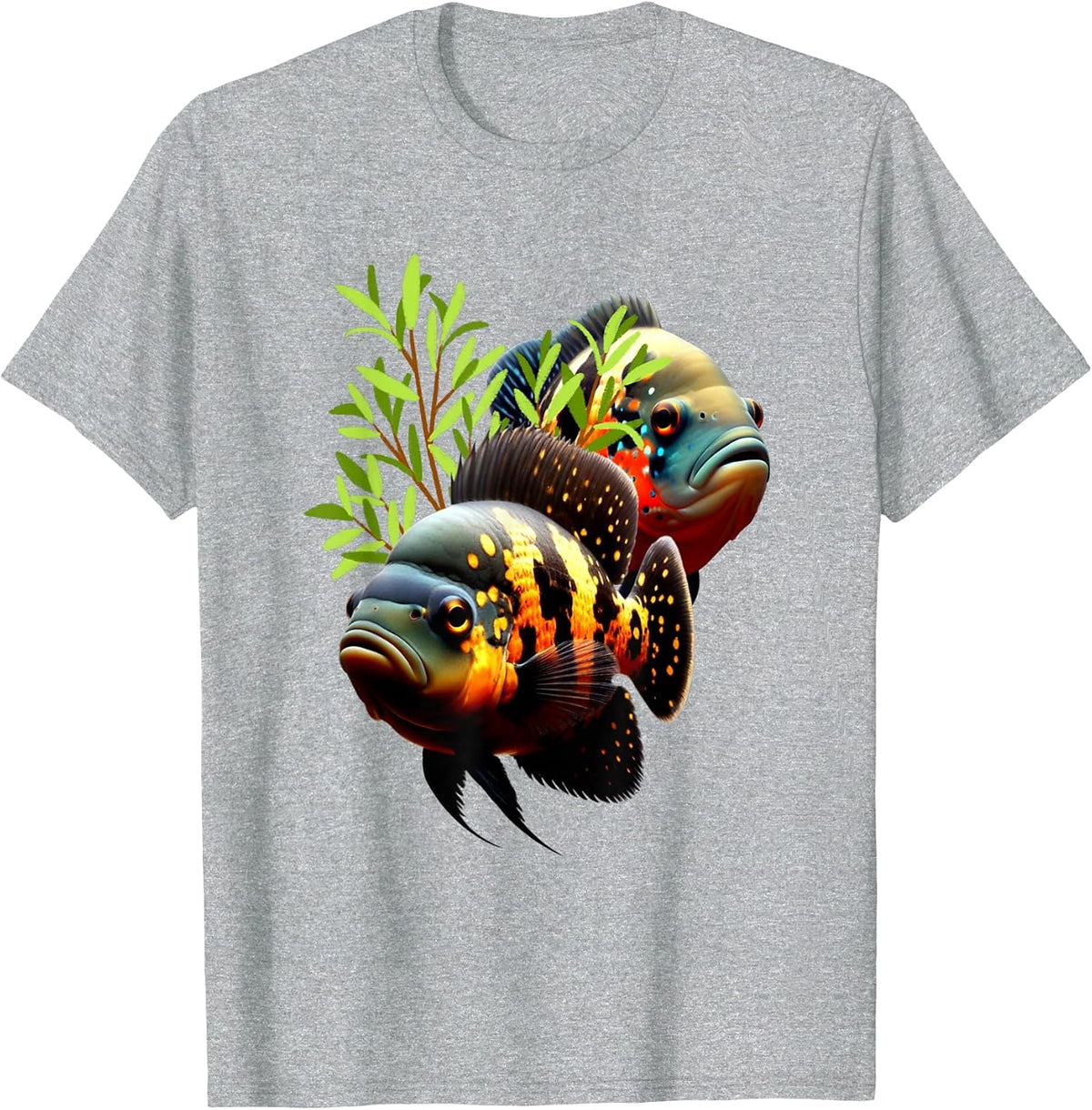 Oscar Cichlid Fish Tank Cichlid Lovers Breeders Design T-Shirt - Heather Grey