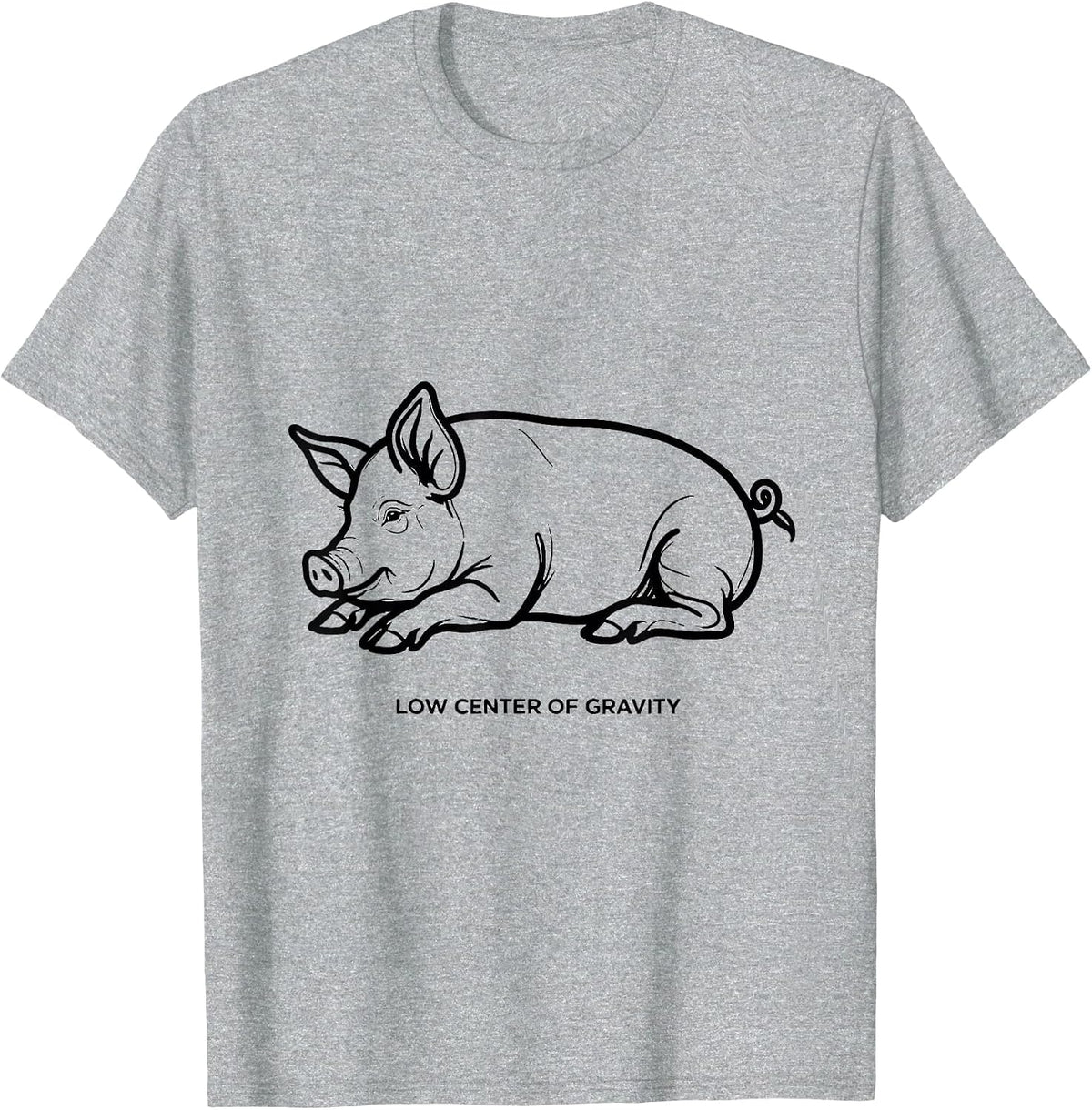 Men's Low Center Of Gravity Funny Pig Lover Animal Humor T-Shirt - Heather Grey