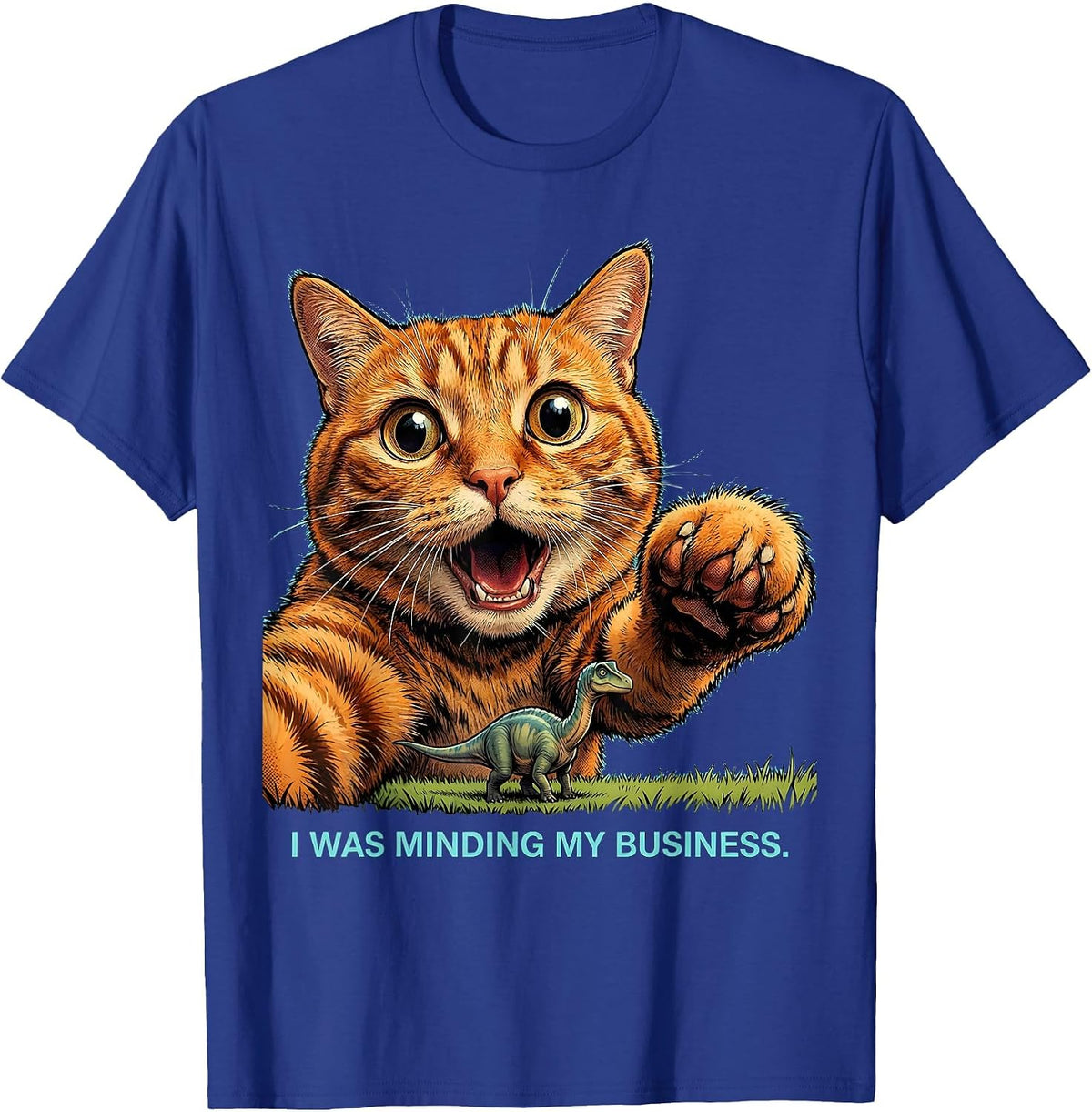 I Was Minding My Business Funny Cat Selfie Alien Cryptid T-Shirt - Royal Blue