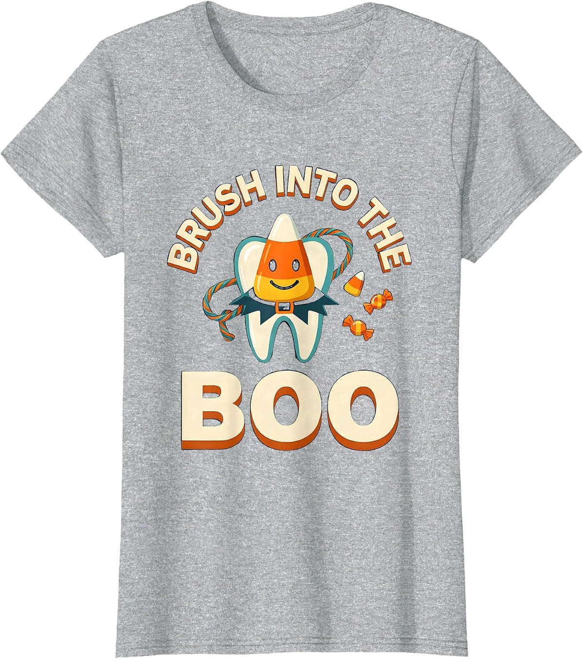 Brush Into The Boo Halloween Dentist Dental Humor Costume T-Shirt - Heather Grey