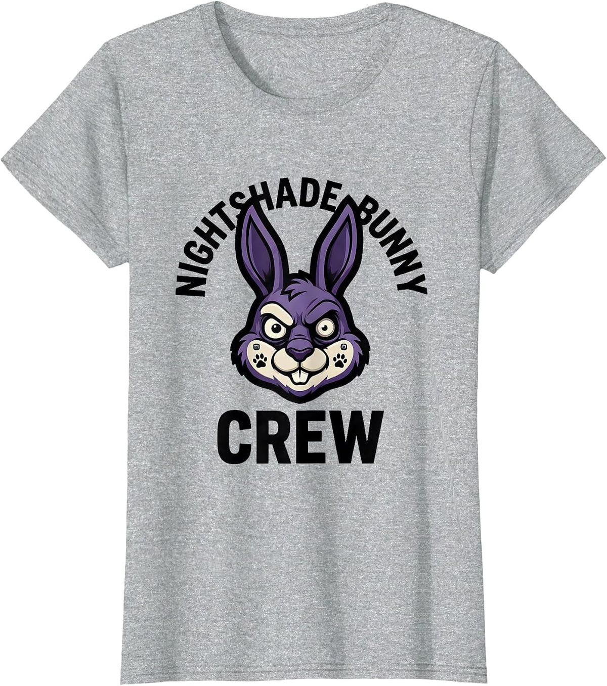 Nightshade Bunny Crew Creepy Cute Goth Bunny Horror T-Shirt - Heather Grey