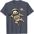 Panda Astronaut Floating in Outer Space T-Shirt - Heather Blue
