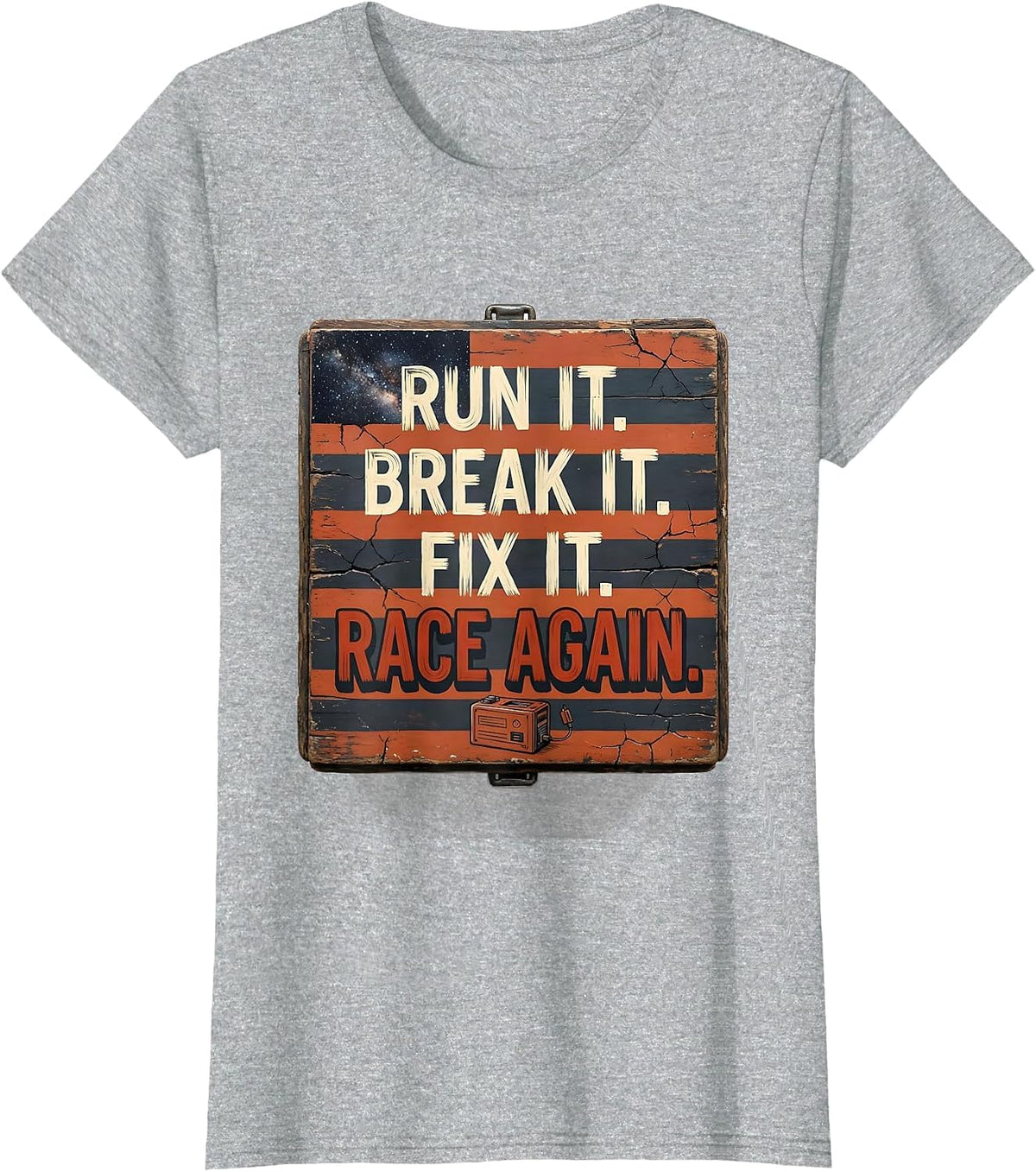 Run It. Break It. Fix It. Race Again Patriotic RC Car Racing T-Shirt - Heather Grey