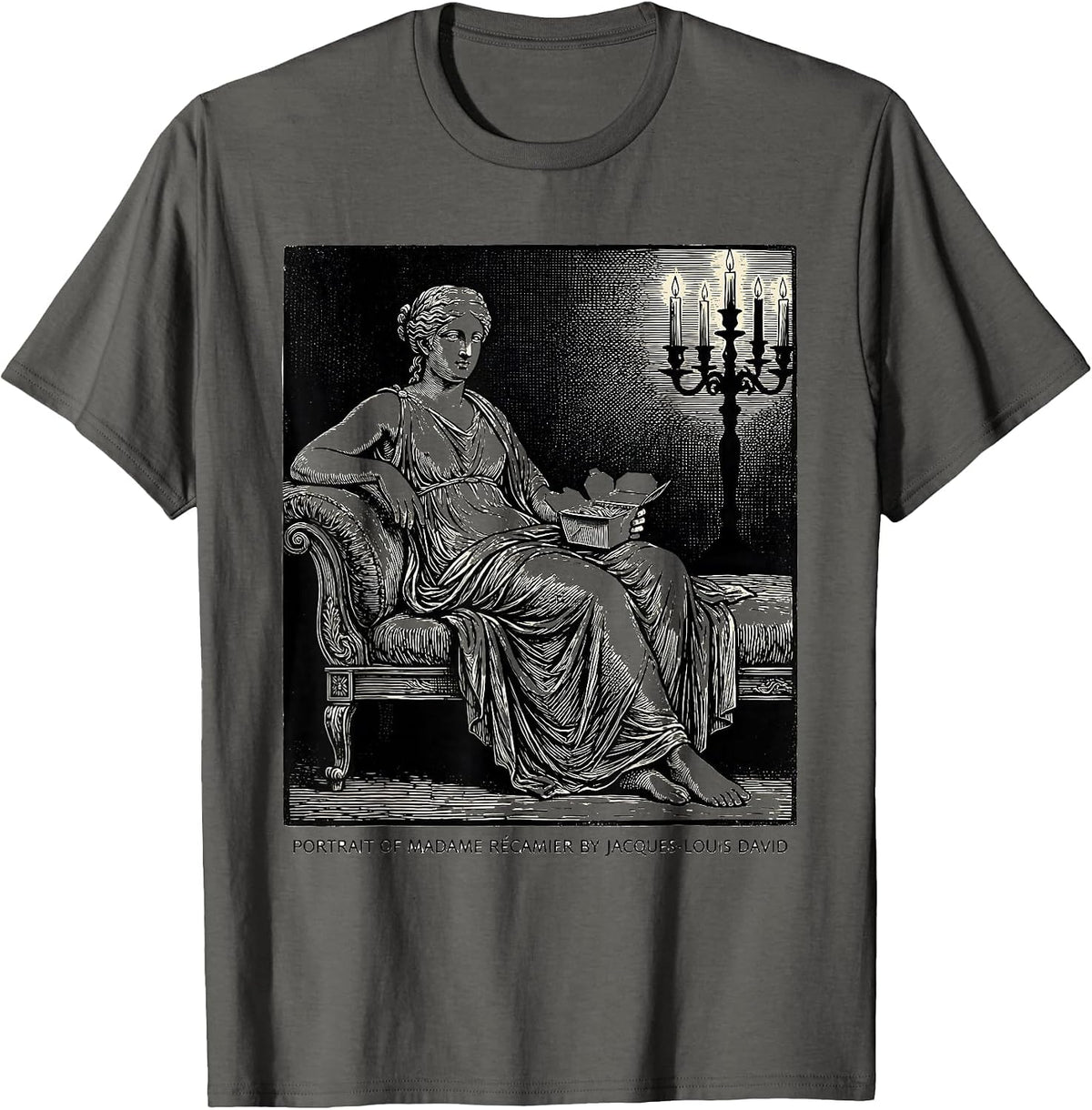 Men's PORTRAIT OF MADAME RÉCAMIER BY JACQUES-LOUIS DAVID Art T-Shirt - Asphalt Grey