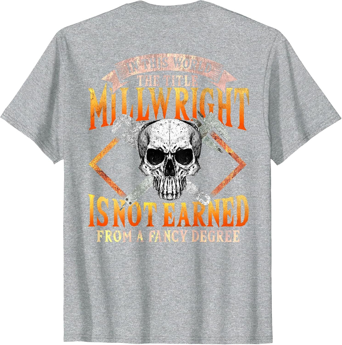 Millwright Image On Back of Clothing T-Shirt - Heather Grey