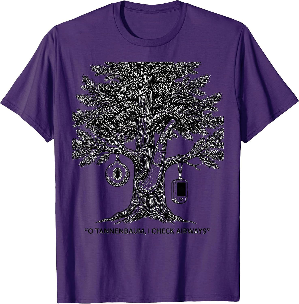 Men's O Tannenbaum I Check Airways Funny Respiratory Therapist T-Shirt - Purple