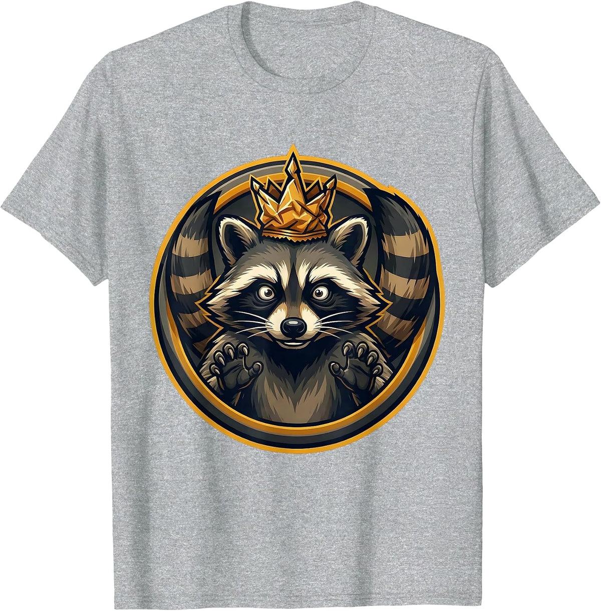 Men's Snack Crown Raccoon Funny Trash Panda Art T-Shirt - Heather Grey