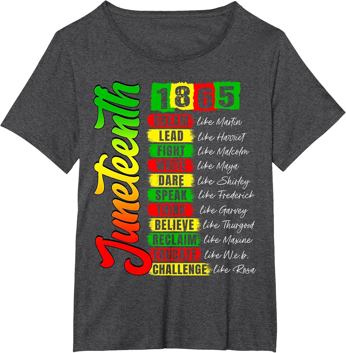 Juneteenth 1865 Black History Civil Rights Leaders Pride T-Shirt - Dark Heather Grey