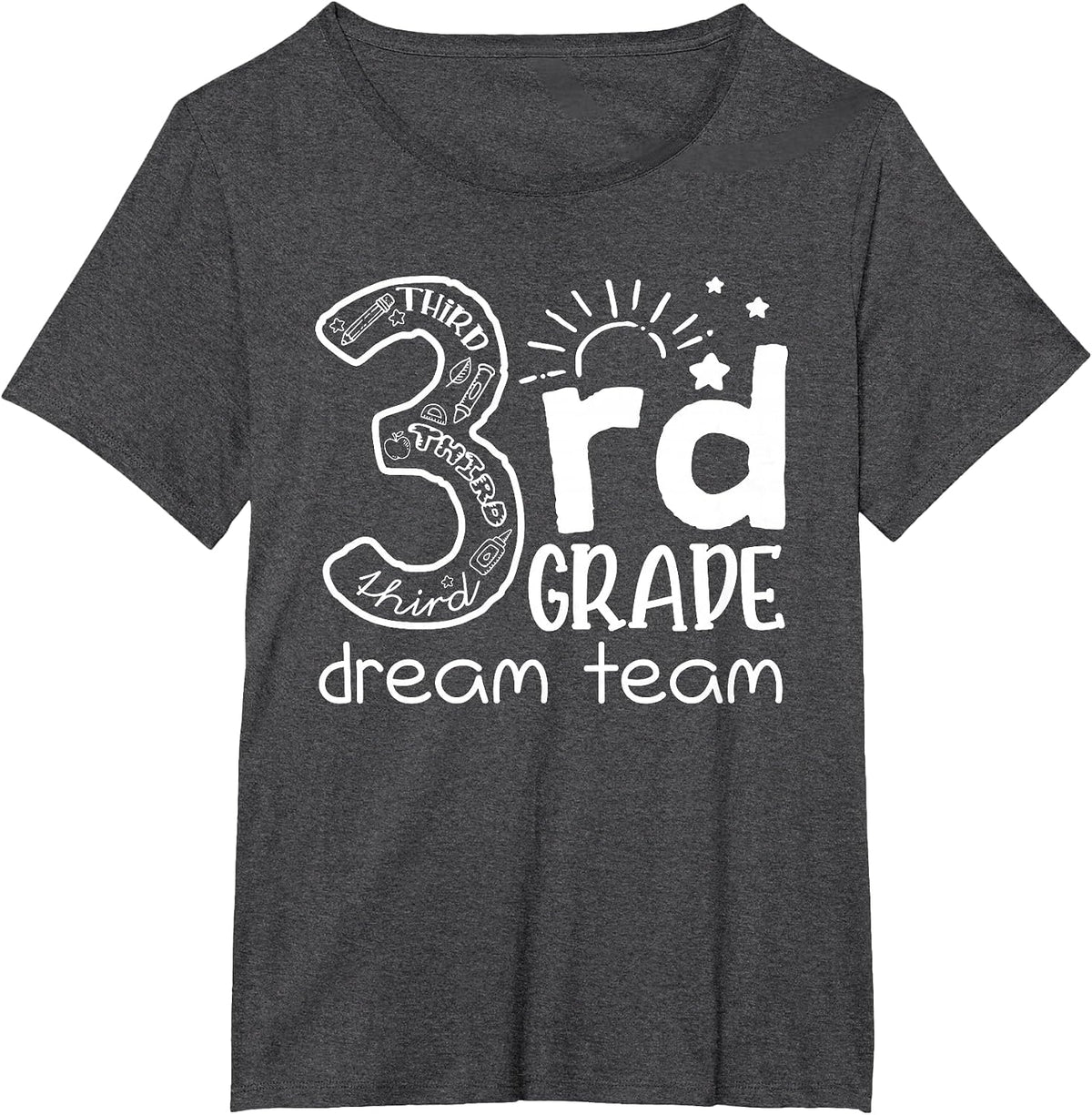 Third Grade Dream Team Back to School 3rd Grade Teacher T-Shirt - Dark Heather Grey